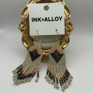 INK+ALLOY Geometric Beaded Earrings -Cream, Gold